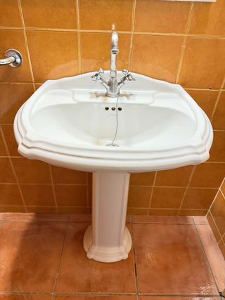 Lavabo de cerámica estilo clásico con pedestal