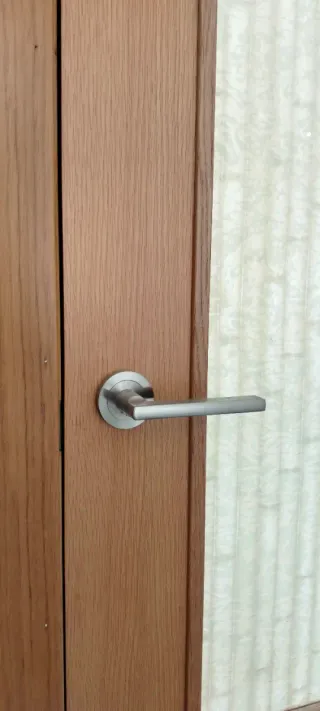 Puerta interior roble con cristal translúcido