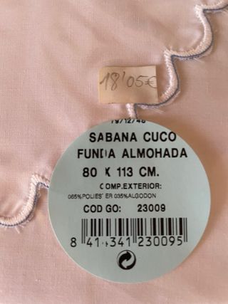 Sábana cuco funda almohada 80x113 cm