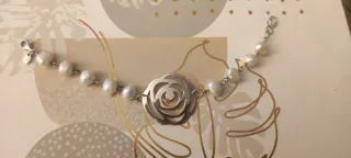 Pulsera Tous Rosa d Abril Plata y Perlas