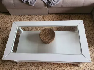 Mesa centro elevable cristal y madera