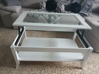 Mesa centro elevable cristal y madera