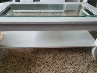 Mesa centro elevable cristal y madera