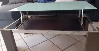 Mesa de centro elevable cristal y madera