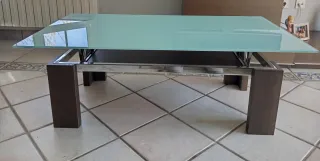 Mesa de centro elevable cristal y madera