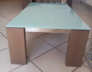 Mesa de centro elevable cristal y madera