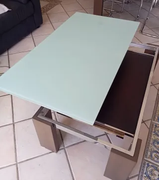 Mesa de centro elevable cristal y madera
