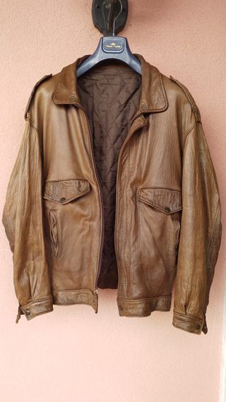 Cazadora Aviador Vintage Piel Marrón