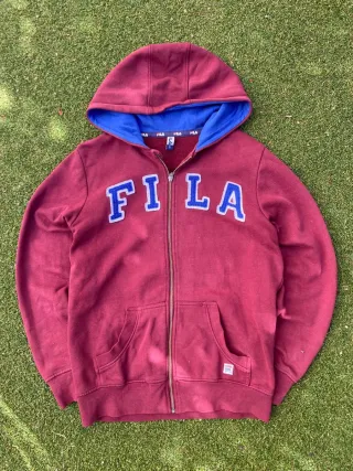 FILA Vintage Y2K Hoodie Full Zip Roja Talla S
