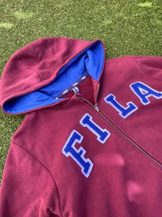 FILA Vintage Y2K Hoodie Full Zip Roja Talla S