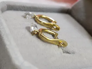 Pendientes Aro Cristal Colgante Oro 18k