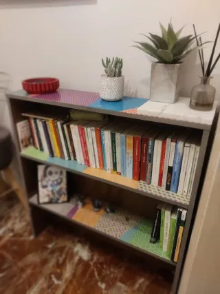 Libreria a giorno colorata