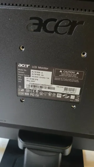 Monitor Acer 19 Plata/Negro