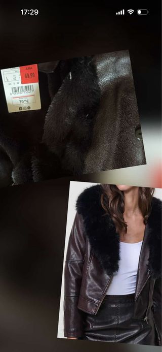 Chaqueta Zara Pelo Talla L Marrón/Negra