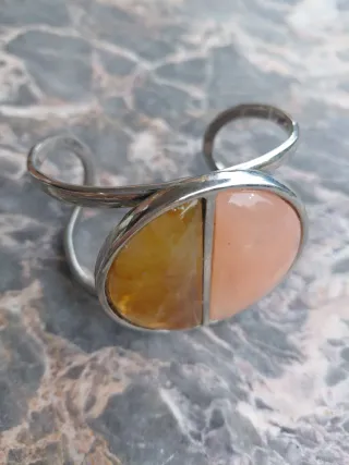 Pulsera bisutería naranja y rosa