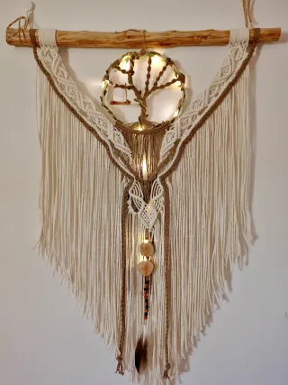 Tapiz Macramé Árbol de la Vida con Luces