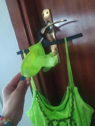 Disfraz Campanilla verde con lentejuelas