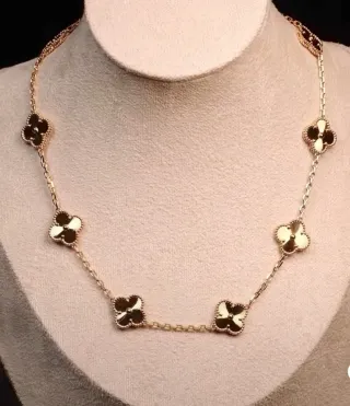 Cadena trébol baño oro 14k