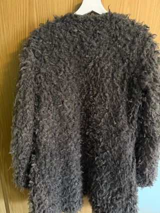 Abrigo Pelo Sintético Mujer Gris