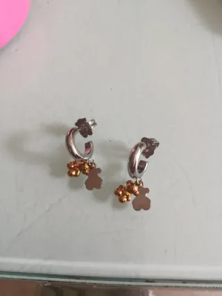 Pendientes aro Tous doble oso bicolor