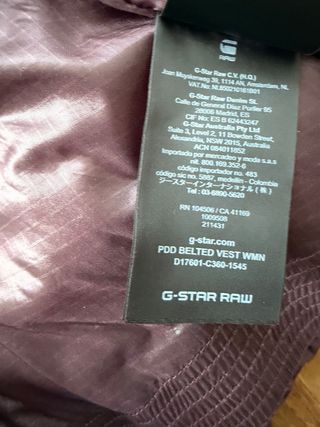 Chaleco plumífero G-Star RAW morado Talla M