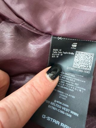 Chaleco plumífero G-Star RAW morado Talla M