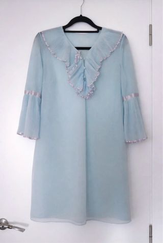 Vestido vintage chifón azul bebe