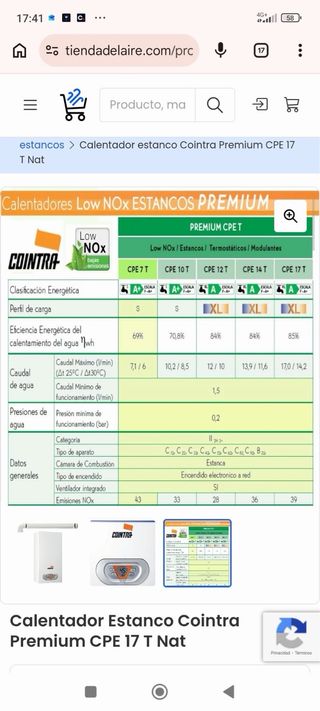 Termo de gas CPE 7 T Butano/Propano