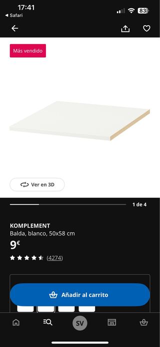 3 baldas Komplement Ikea blancas