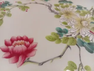 Fuente redonda Haviland. Celadón China. 32 cm