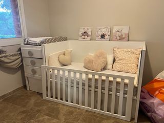 Cuna infantil blanca con barrera 188 largo