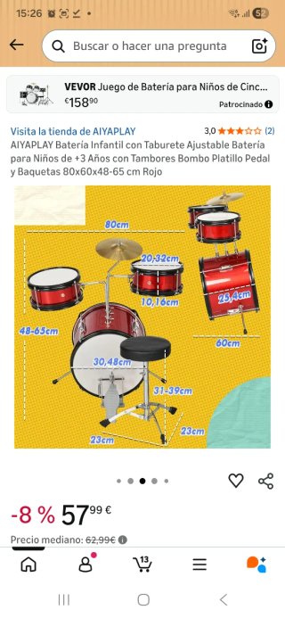 Batería infantil roja