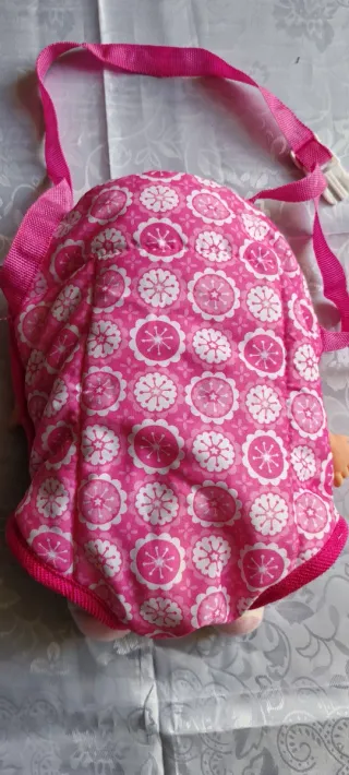 Muñeca Bebé con Portabebés Rosa