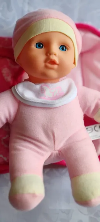 Muñeca Bebé con Portabebés Rosa