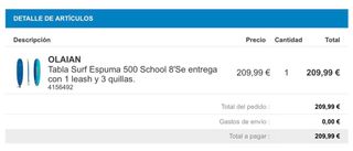 Tabla Surf Espuma OLAIAN 8' 500 School