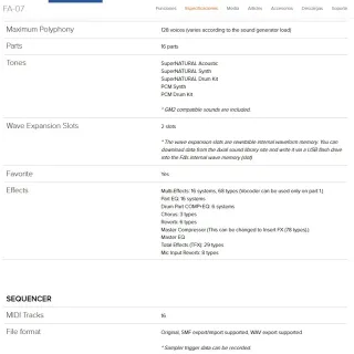 Roland FA07 76 Teclas Sintetizador