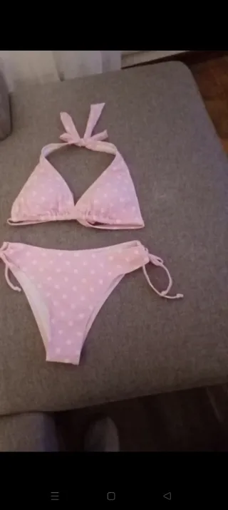 Bikini lunares rosa talla única