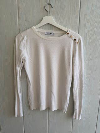 Jersey Easy Wear blanco botones hombro Talla S