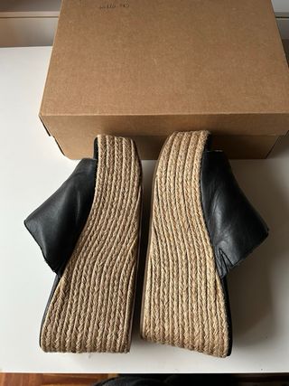 Sandalias cuña negras ANDREAS piel talla 40