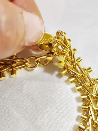Pulsera dorada eslabones chapado de oro 24k