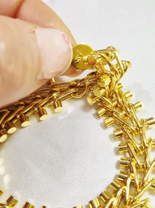 Pulsera dorada eslabones chapado de oro 24k