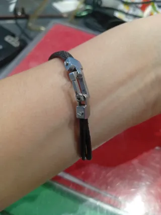 Pulsera Viceroy Cuero Negro y Plata