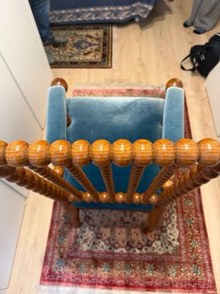 Butaca Bobbin Roble Terciopelo Azul