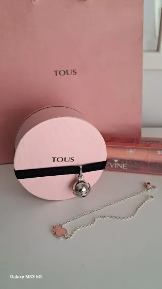 Pulsera Tous Plata de ley Quarzo Rosa.