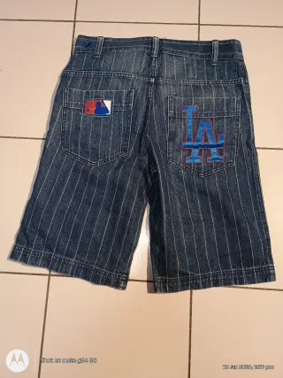 Shorts vintage in denim a righe