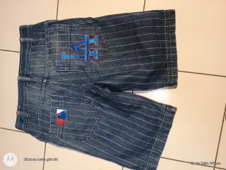 Shorts vintage in denim a righe