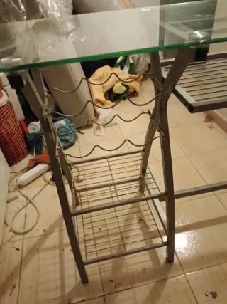 Mesa de centro cristal y metal