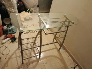 Mesa de centro cristal y metal