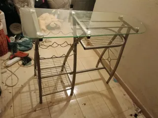 Mesa de centro cristal y metal