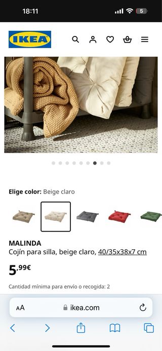 4 Cojines para silla beige ikea